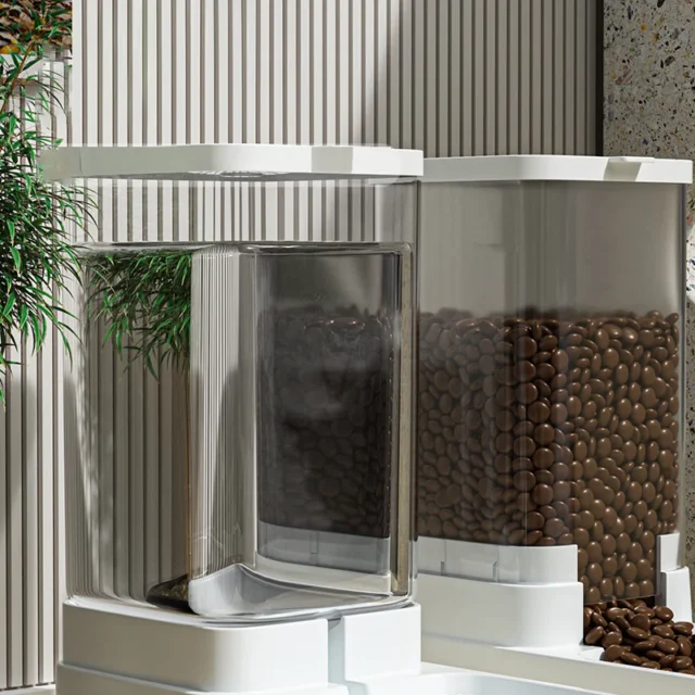 Dog Feeder and Cat Automatic Feeding Water Bowl Transparent Pet Food Storage - Image 3
